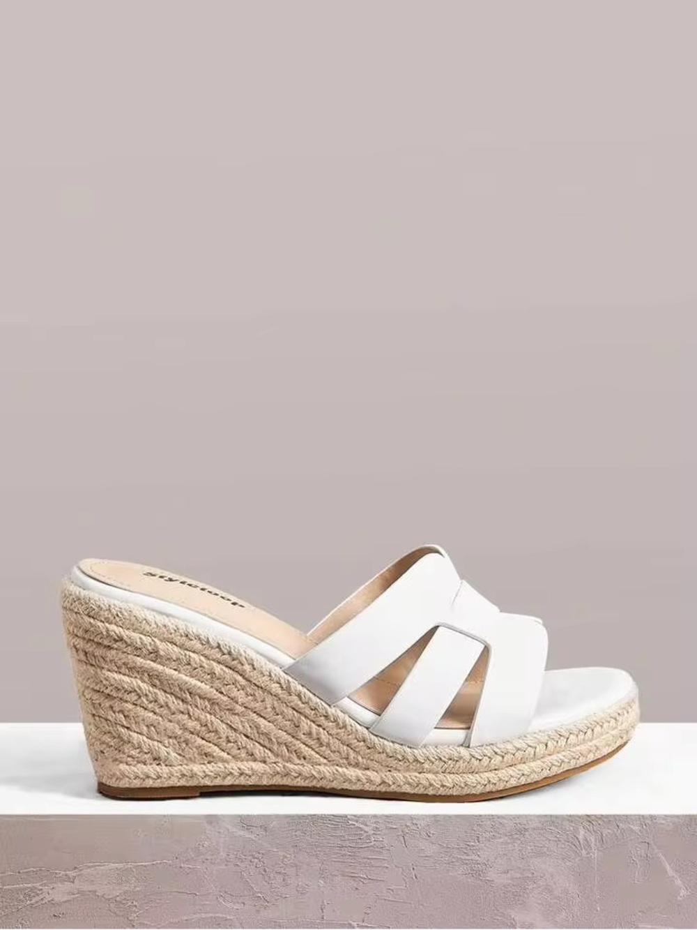White Espadrille Wedge Slide — Classic Women's Summer Shoe